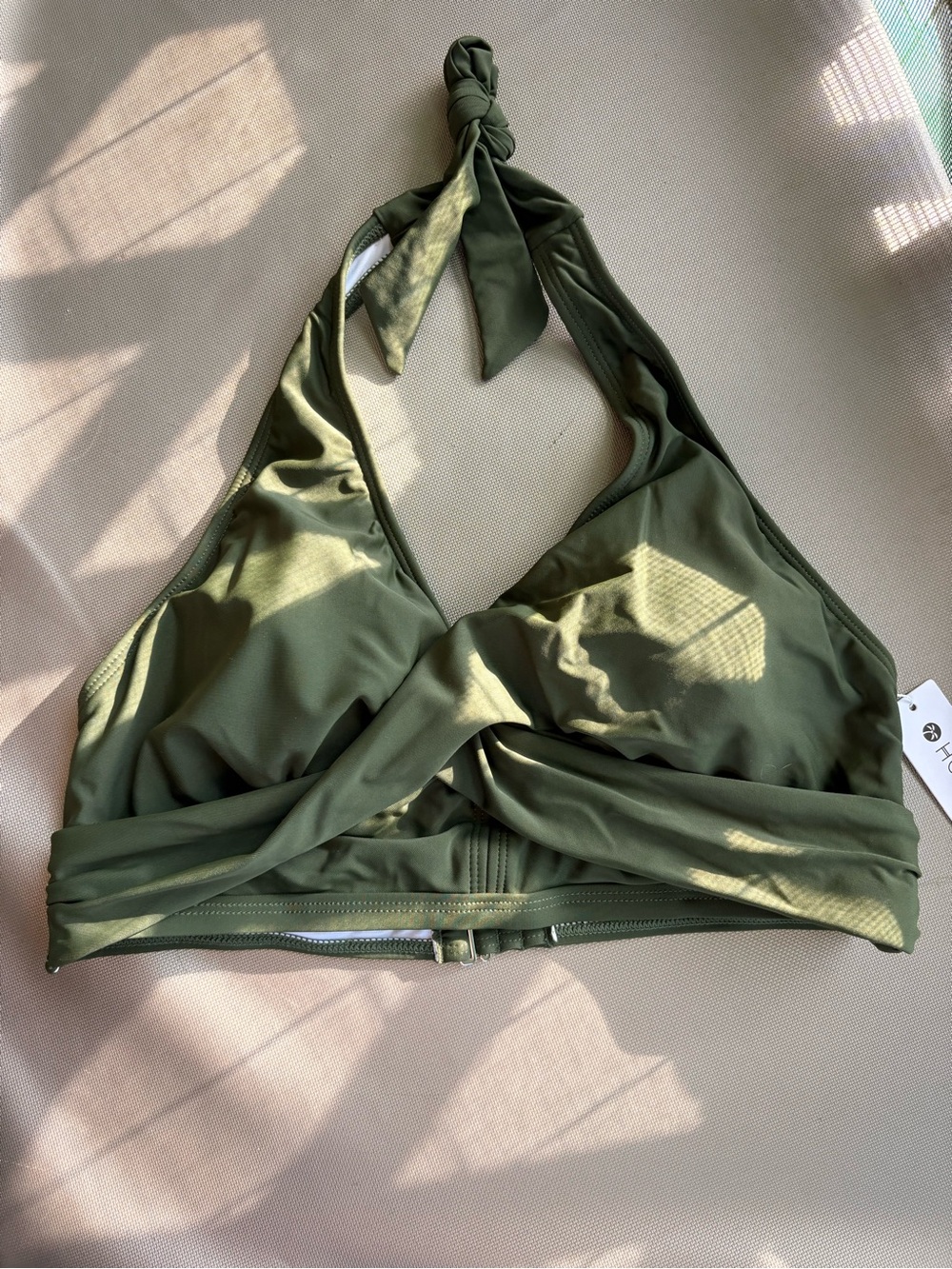 Cupshe Olive Green Halter Bikini Top